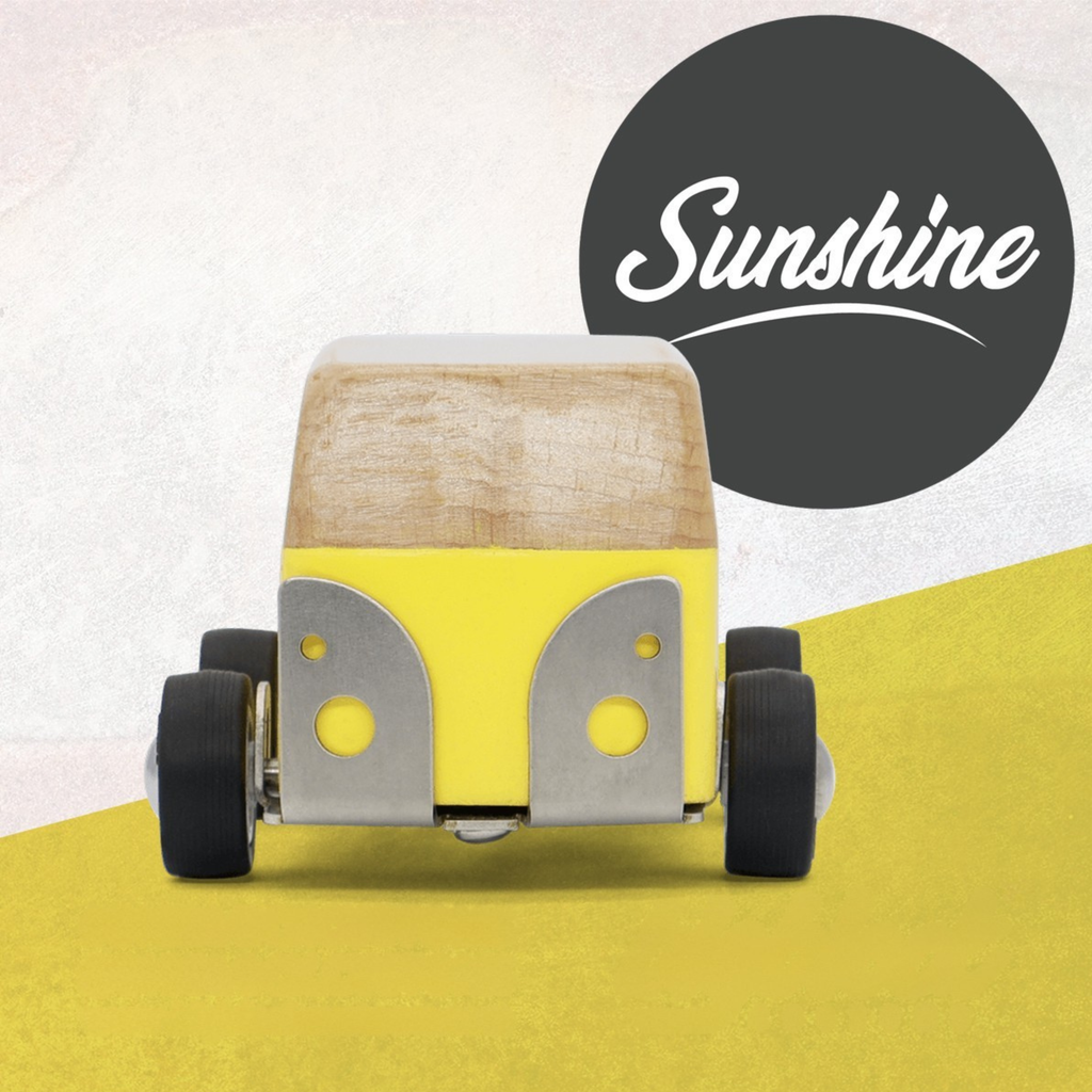 Sunshine | VW Bus Wooden Toy Car – Handcrafted Collectible