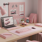 pink wooden toy car on display 