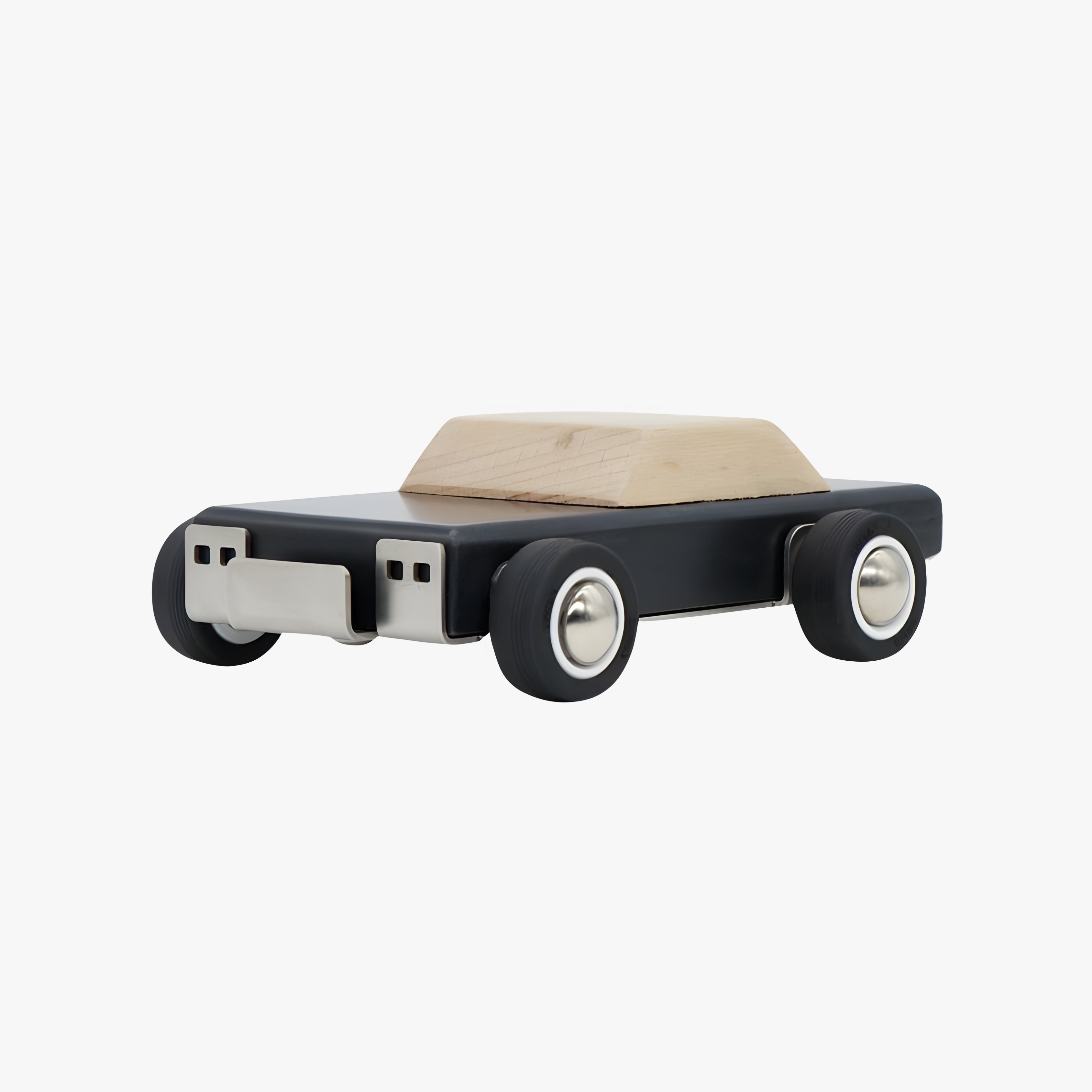 wooden toy car on a white background