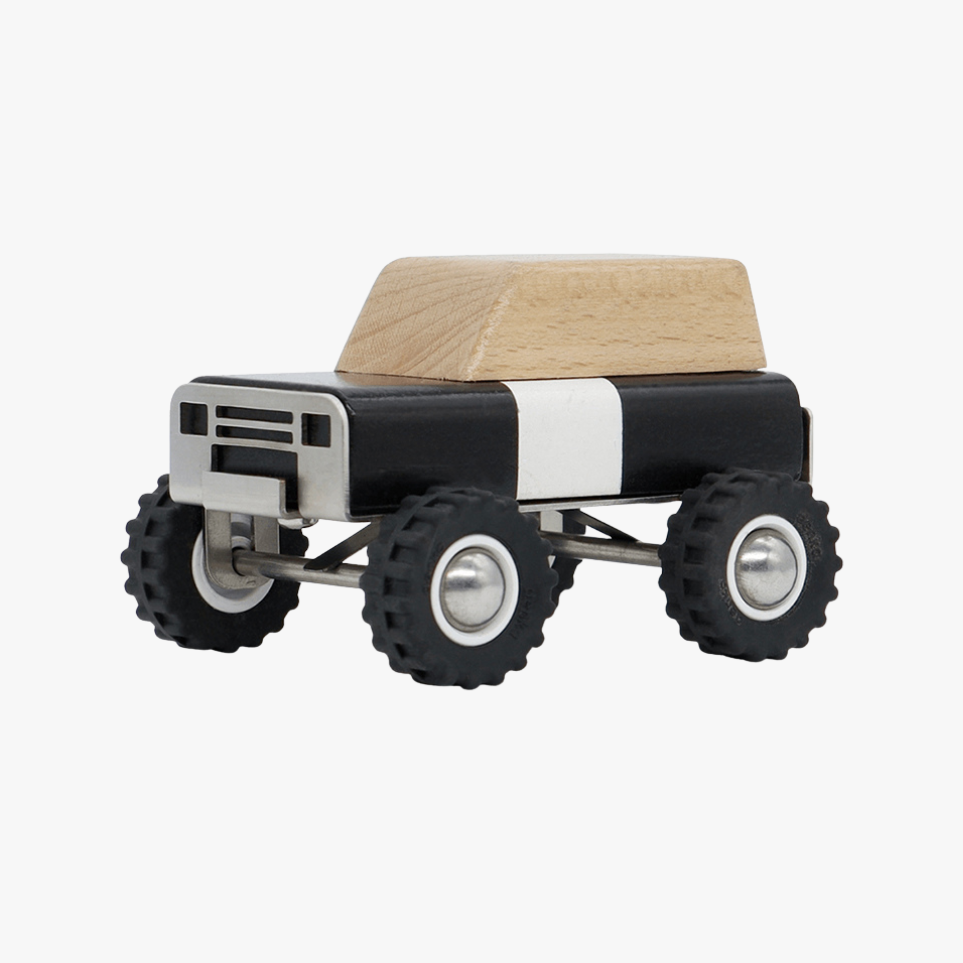 Bronco wooden Toy truck with wooden top on a white background